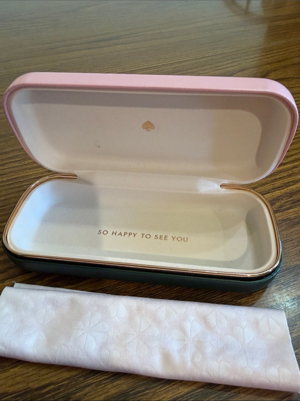 kate spade Pink and Teal Eyeglass Case with Gold Accent